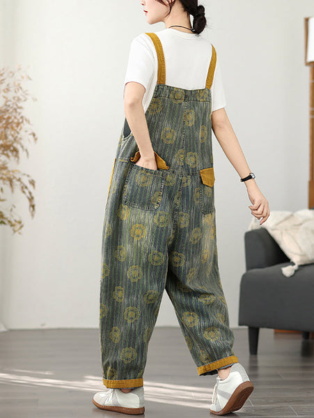 Fashion Denim Summer Stripe Flower Women Jumpsuits FashionChic