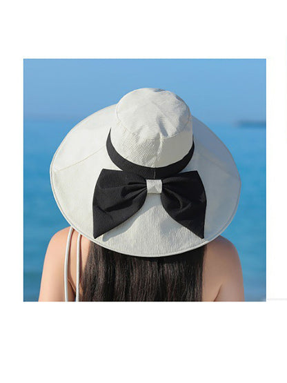 Women Summer Colorblock Sunproof Bowknot Hat QW1022 Ada Fashion