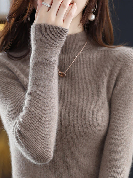 Women Autumn Casual Half-Turtleneck Wool Knit Sweater AK1041 Genistyle Shop