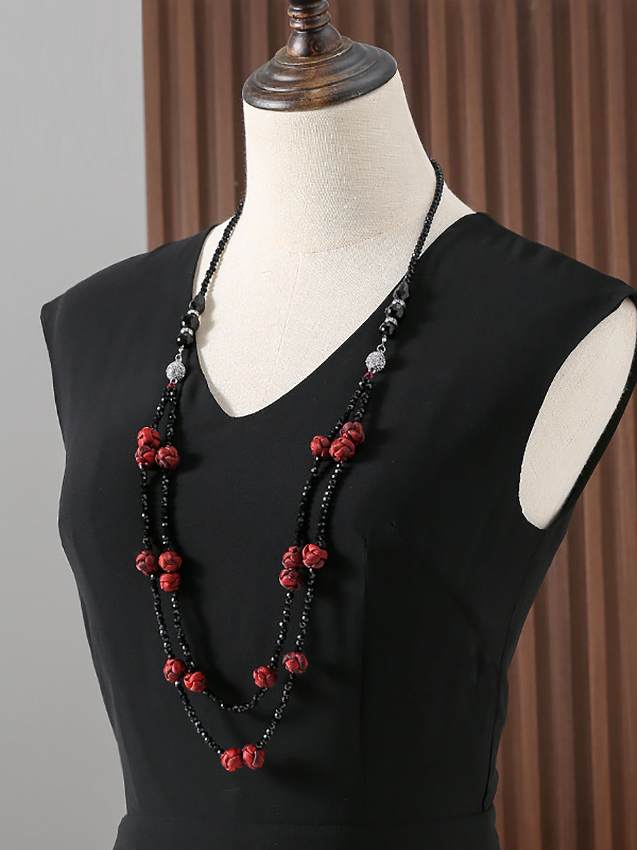 Women Ruyi Knot Beads Weave Sweater Necklace QN005 BUYKUD