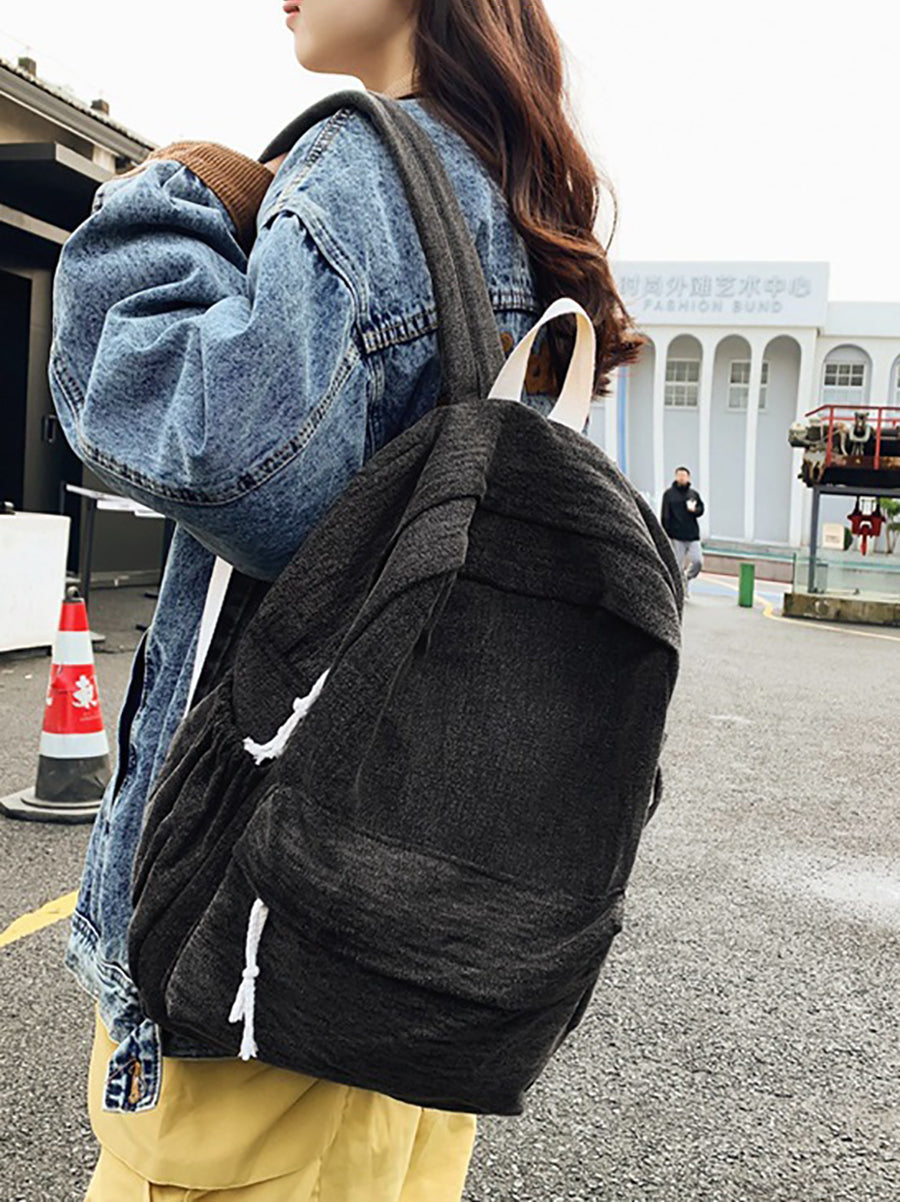 Couple Casual Solid Canvas Zipper Backpack XX1045 Ada Fashion