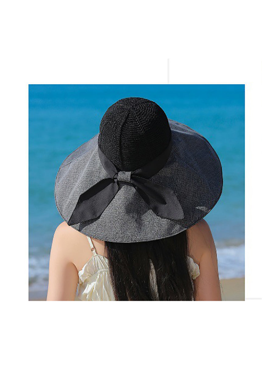 Women Summer Travel Large Brim Sunproof Spliced Hat QW1036 Ada Fashion