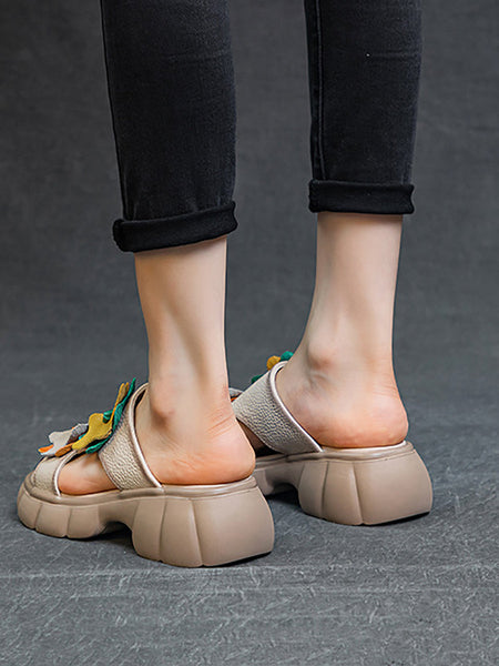 Women Summer Leather Spliced Star Platform Sandal TY1033 Ada Fashion