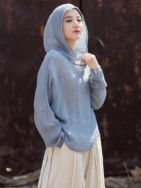 Women Summer Casual Solid Thin Hooded Sunproof Shirt CV1014 Ada Fashion