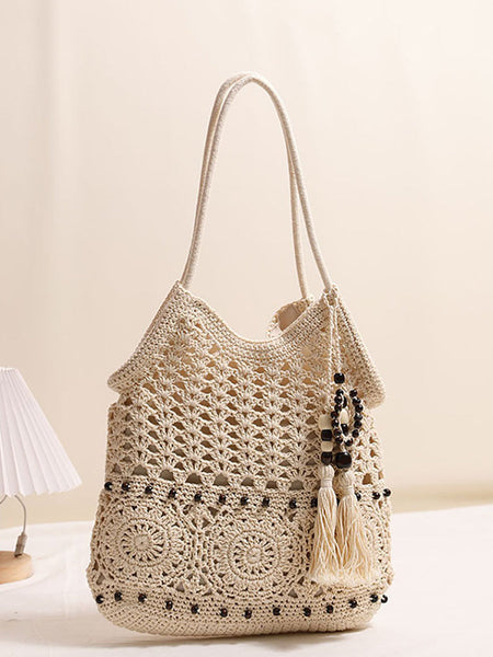 Weave Beach Vintage Bag Women Cotton Shoulder FashionChic