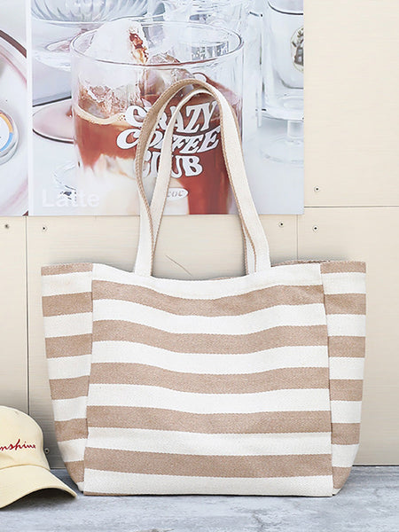 Women Casual Stripe Canvas Large Capacity Shoulder Bag CX044 LCPJ