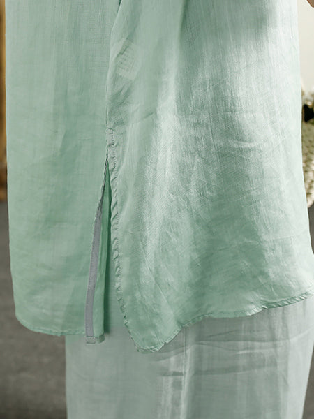 Women Summer Artsy Flower Embroidery Ramie Shirt TY1026 Ada Fashion