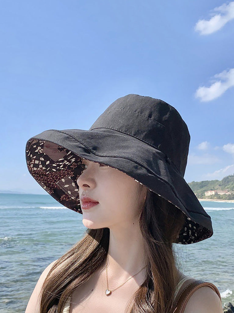 Women Casual Summer Solid Reversible Wearing Collapsible Hat LL005 BUYKUD