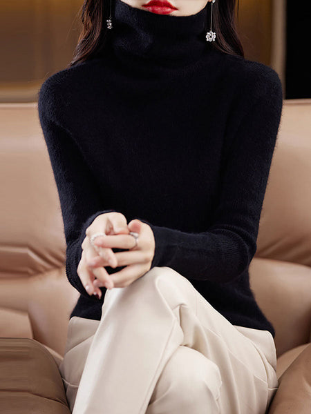 Women Autumn Turtleneck Solid Wool Knit Sweater BA1011 Genistyle Shop