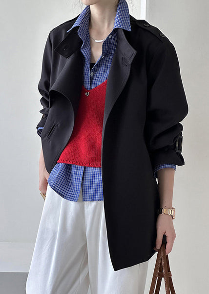 Black Button Cotton Coat Asymmetrical Long Sleeve AF1007 HS-CTS240914