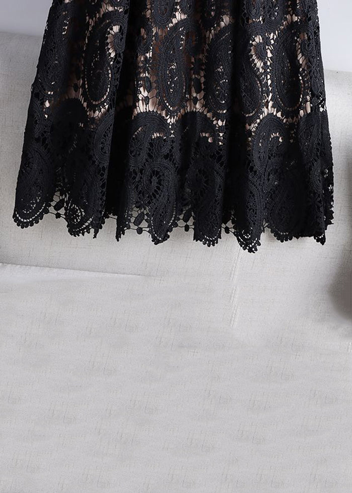 Women Black Hollow Out Elastic Waist Lace Skirts Spring TT1037 shopify