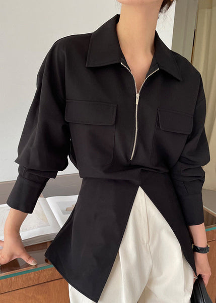 Modern Blouses Spring White Up Side Zip Open FashionChic