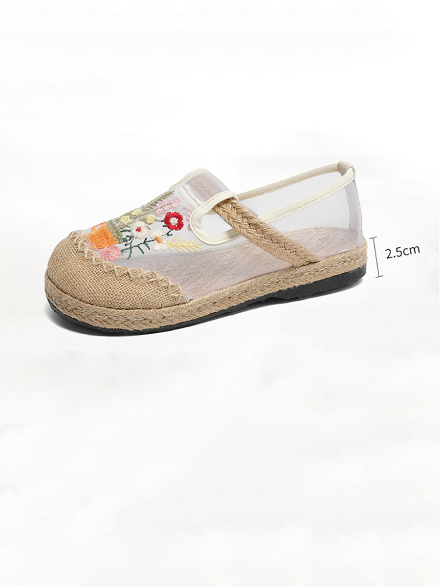 Women Summer Flower Embroidery Linen Spliced Shoes TY1030 Ada Fashion