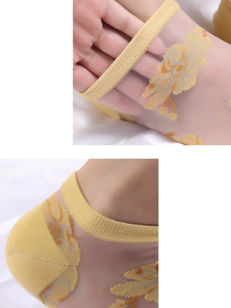 5 Pairs Women Summer Flower Thin Short Socks CX019 WSD