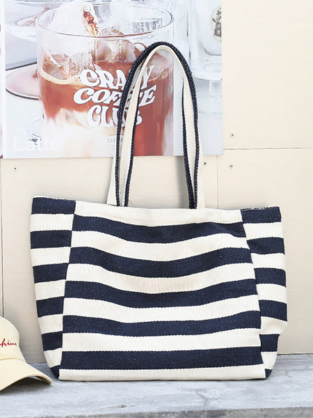 Women Casual Stripe Canvas Large Capacity Shoulder Bag CX044 LCPJ
