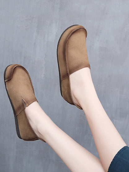 Leather Retro Solid Summer Falt Women Shoes FashionChic