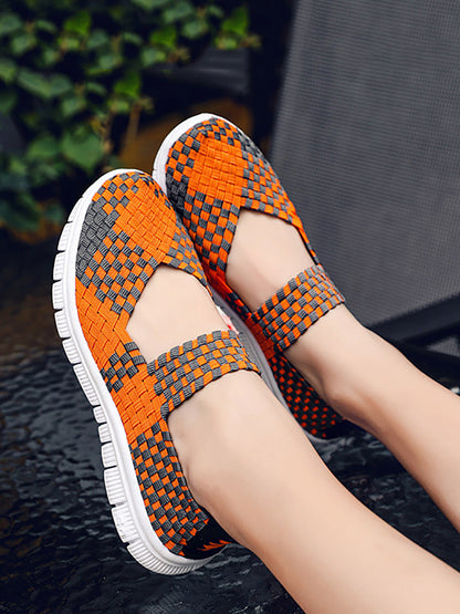 Women Summer Casual Colorblock Weave Flat Shoes RR1017 SADAF