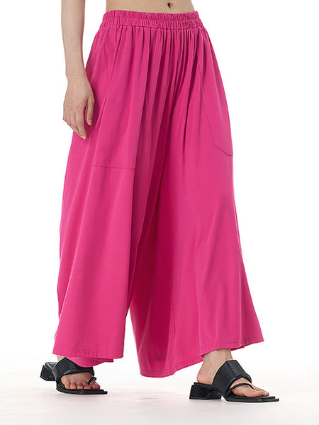 Women Summer Casual Solid Wide-leg Loose Pants FD050 BUYKUD
