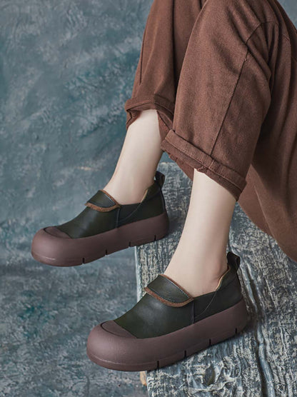 Women Autumn Stylish Genuine Leather Platform Shoes AT1069 RXMY