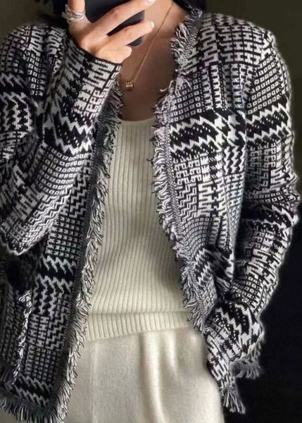 French Light Camel O-Neck Tassel Woolen Cardigan Fall RY010 ABC