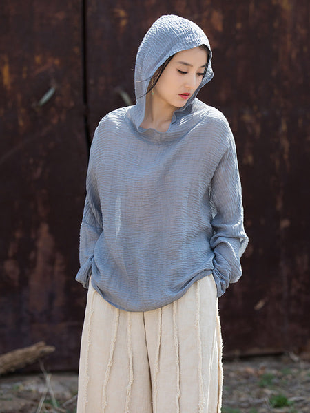 Women Summer Casual Solid Thin Hooded Sunproof Shirt CV1014 Ada Fashion