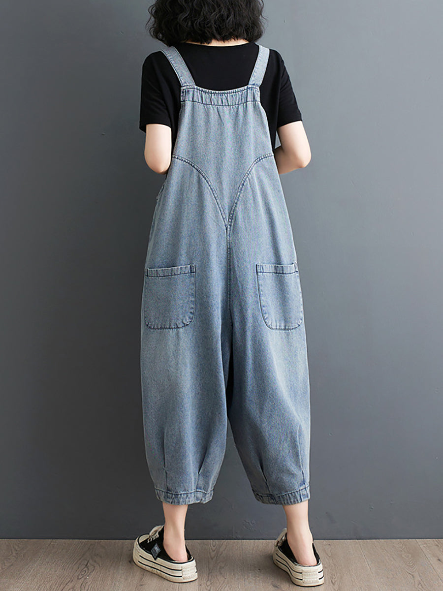 Women Summer Solid Casual Loose Denim Jumpsuits XX1050 Ada Fashion