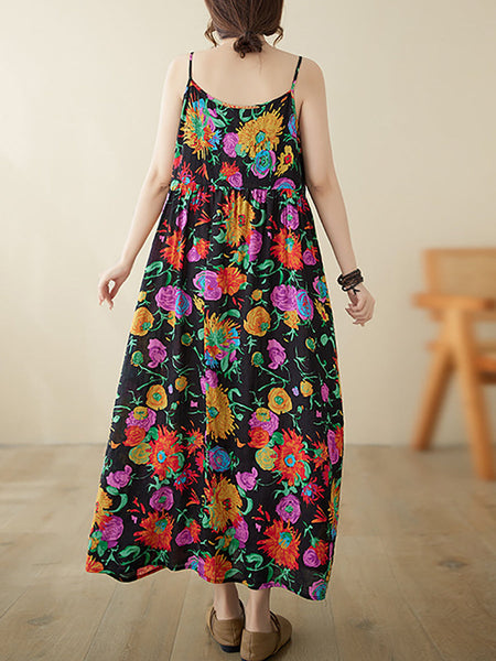 Women Artsy Summer Flower Loose Vest Dress PA1020 Ada Fashion