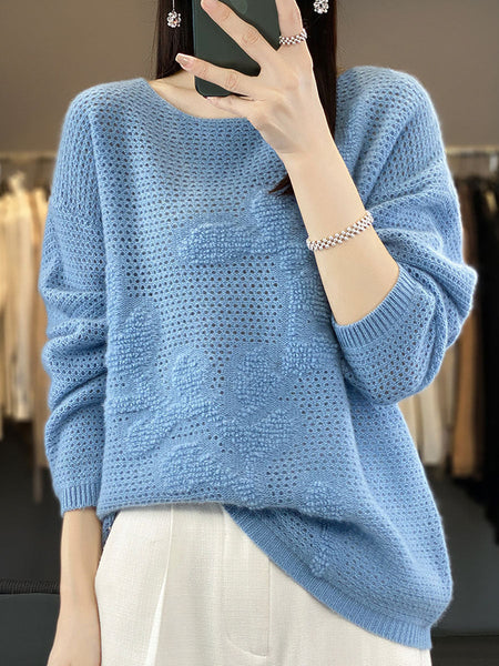 Women Autumn O-Neck Spliced Wool Warm Knit Sweater AV1053 Genistyle Shop