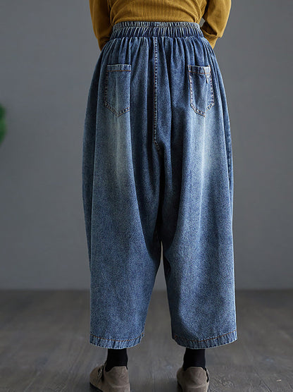 Women Summer Casual Washed Wide-leg Denim Pants CO1020 Ada Fashion