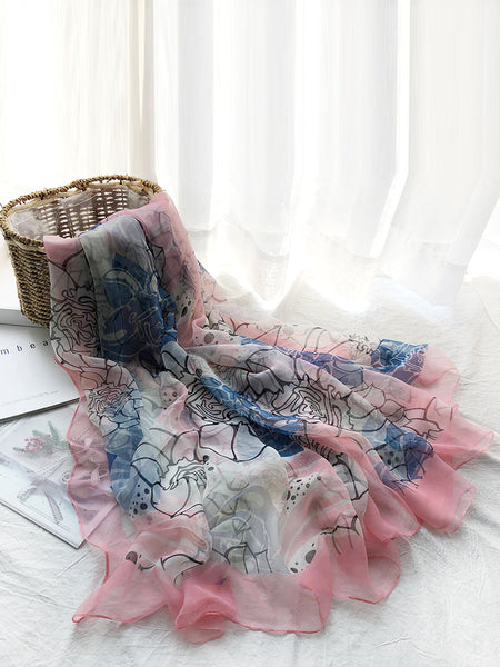 Women Colorblock Print Travel Shawl Scarf SC1037 Ada Fashion