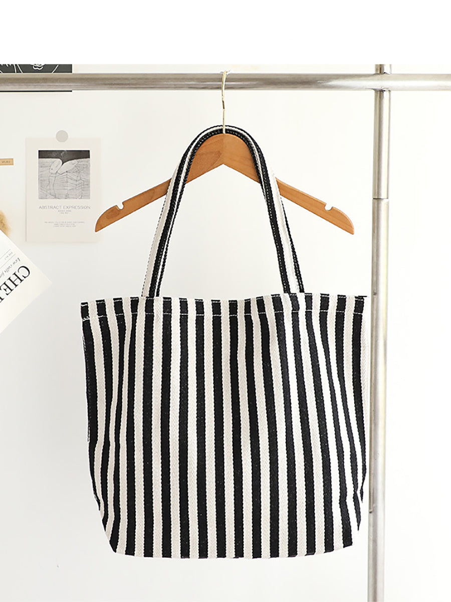 Casual Women Stripe Shoulder Canvas Bag FashionChic