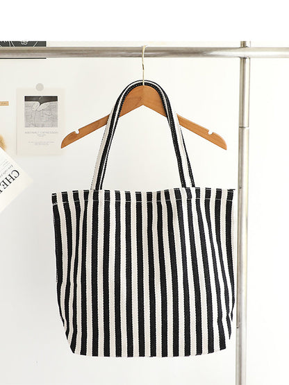 Casual Women Stripe Shoulder Canvas Bag FashionChic