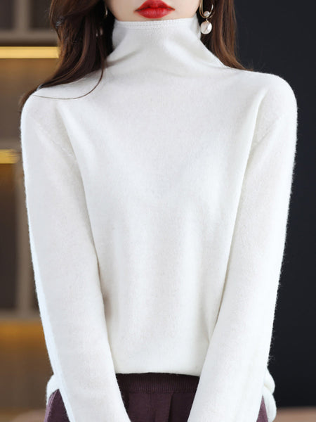 Women Autumn Casual Turtleneck 100%Wool Knit Sweater AK1018 Genistyle Shop