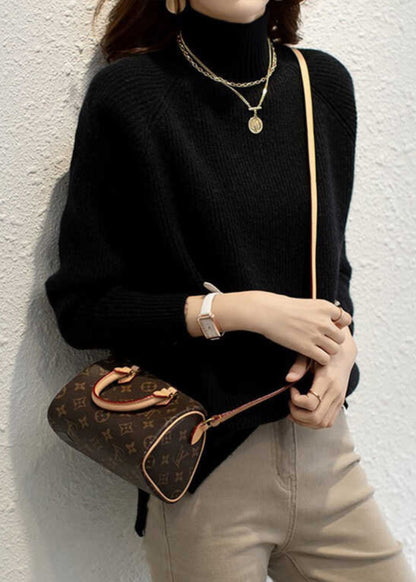 Organic Red Print Turtleneck Cotton Knit Sweaters Fall QP045 OL-NTP241001