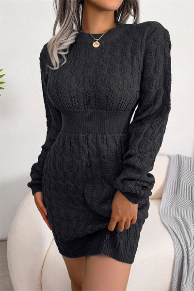 Fashion Casual Solid Patchwork O Neck Long Sleeve Dresses Furdela