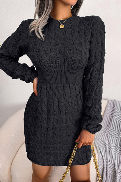 Fashion Casual Solid Patchwork O Neck Long Sleeve Dresses Furdela