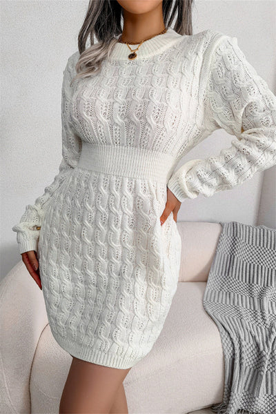 Fashion Casual Solid Patchwork O Neck Long Sleeve Dresses Furdela