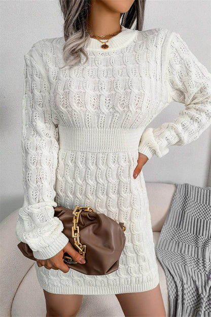 Fashion Casual Solid Patchwork O Neck Long Sleeve Dresses Furdela