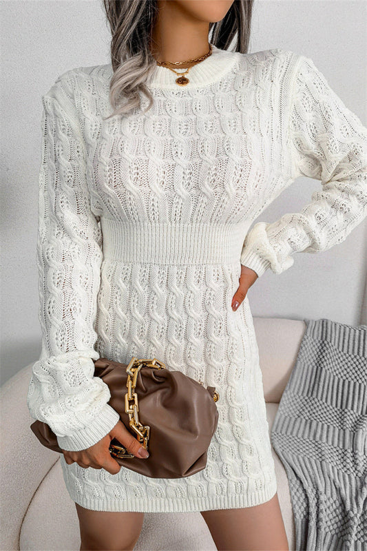 Fashion Casual Solid Patchwork O Neck Long Sleeve Dresses Furdela