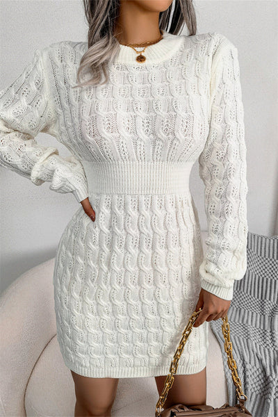 Fashion Casual Solid Patchwork O Neck Long Sleeve Dresses Furdela