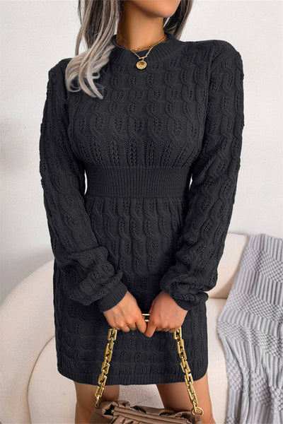 Fashion Casual Solid Patchwork O Neck Long Sleeve Dresses Furdela