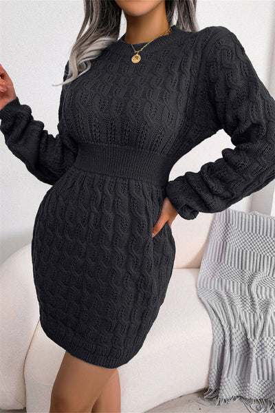 Fashion Casual Solid Patchwork O Neck Long Sleeve Dresses Furdela