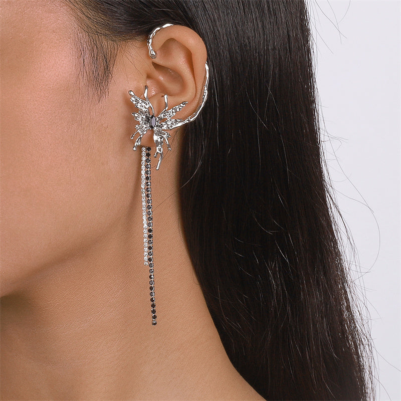 Street Daily Patchwork Rhinestone Tassel Earrings Furdela