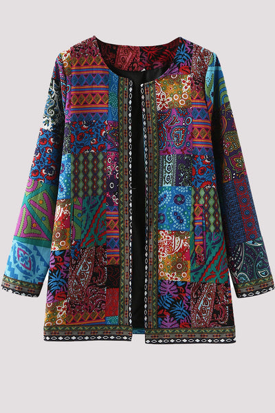 Retro Printing O Neck Outerwear(2 Colors) Furdela