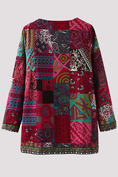 Retro Printing O Neck Outerwear(2 Colors) Furdela