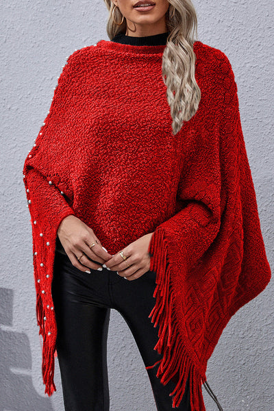 Casual Solid Tassel Rivets Asymmetrical O Neck Outerwear(4 Colors) Furdela