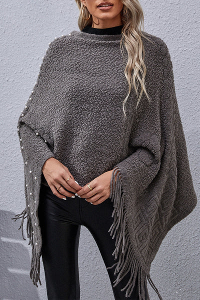 Casual Solid Tassel Rivets Asymmetrical O Neck Outerwear(4 Colors) Furdela