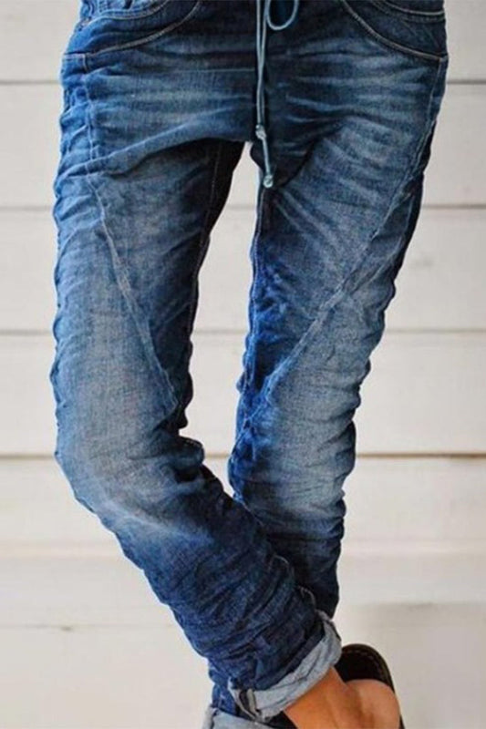 Casual Street Solid Patchwork Straight Denim Jeans Furdela