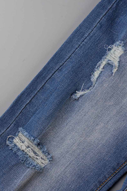 Casual Street Patchwork Ripped Straight Denim Jeans(4 Colors) Furdela