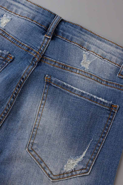 Casual Street Patchwork Ripped Straight Denim Jeans(4 Colors) Furdela